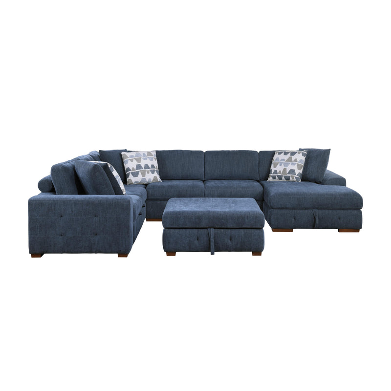 Homelegance Raife 9624BU*52LRC 5 pc Sectional with Right Chaise and Storage Ottoman IMAGE 2