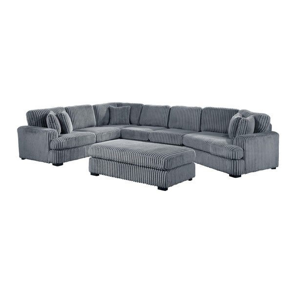 Homelegance 9623GY*52LRU 5 pc Sectional with Right Cuddler and Ottoman IMAGE 1