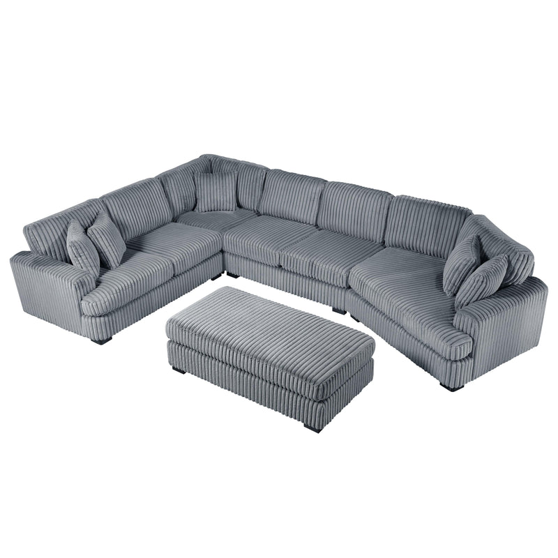 Homelegance 9623GY*52LRU 5 pc Sectional with Right Cuddler and Ottoman IMAGE 3