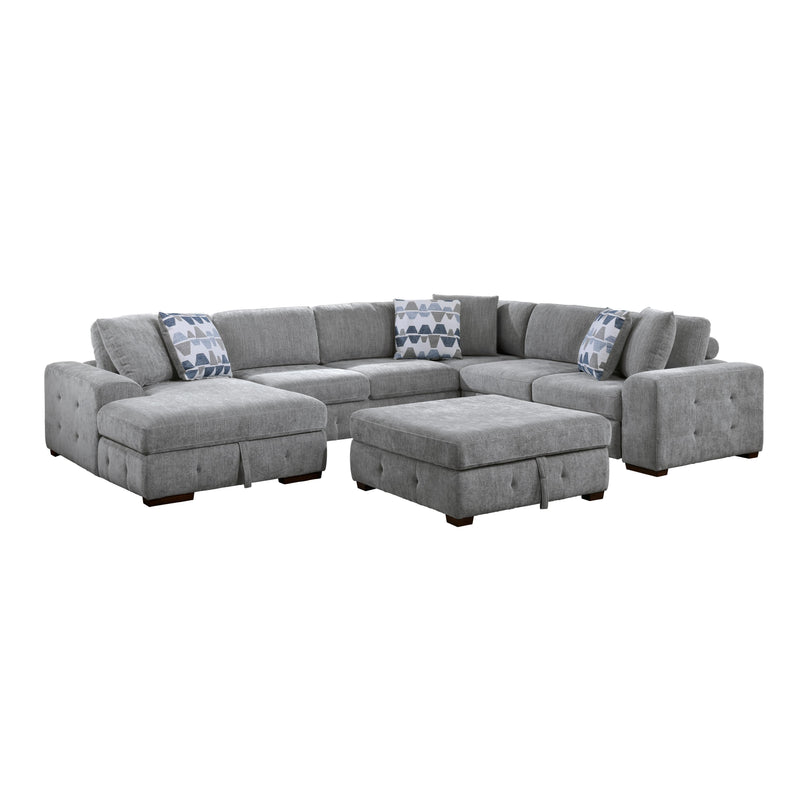 Homelegance Raife 9624GY*5LC2R 5 pc Sectional with Left Chaise and Storage Ottoman IMAGE 1