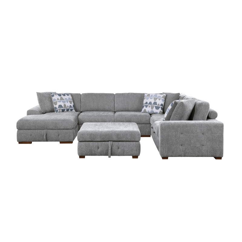 Homelegance Raife 9624GY*5LC2R 5 pc Sectional with Left Chaise and Storage Ottoman IMAGE 2