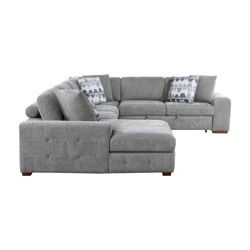 Homelegance Raife 9624GY*5LC2R 5 pc Sectional with Left Chaise and Storage Ottoman IMAGE 4