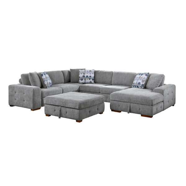 Homelegance Raife 9624GY*52LRC 5 pc Sectional with Right Chaise and Storage Ottoman IMAGE 1