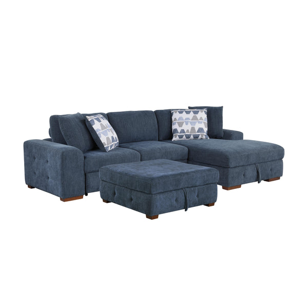 Homelegance Raife 9624BU*32LRC 3 pc Sectional with Right Chaise and Ottoman IMAGE 1