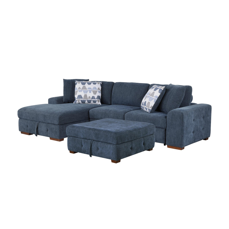 Homelegance Raife 9624BU*3LC2R 3 pc Sectional with Left Chaise and Ottoman IMAGE 1
