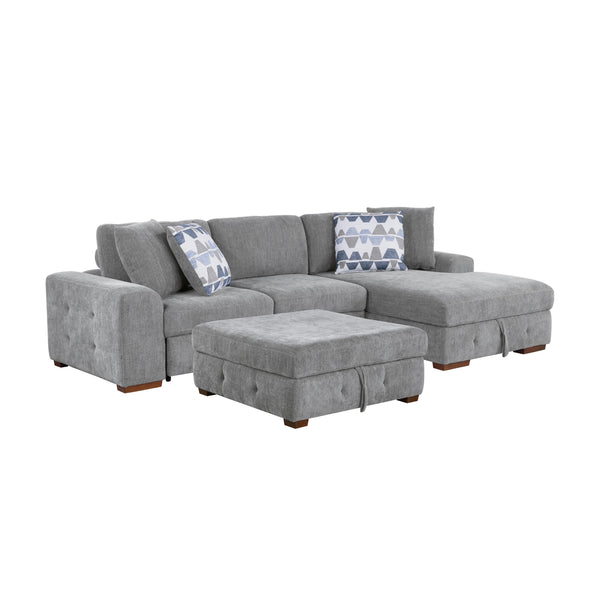 Homelegance Raife 9624GY*32LRC 3 pc Sectional with Right Chaise and Ottoman IMAGE 1