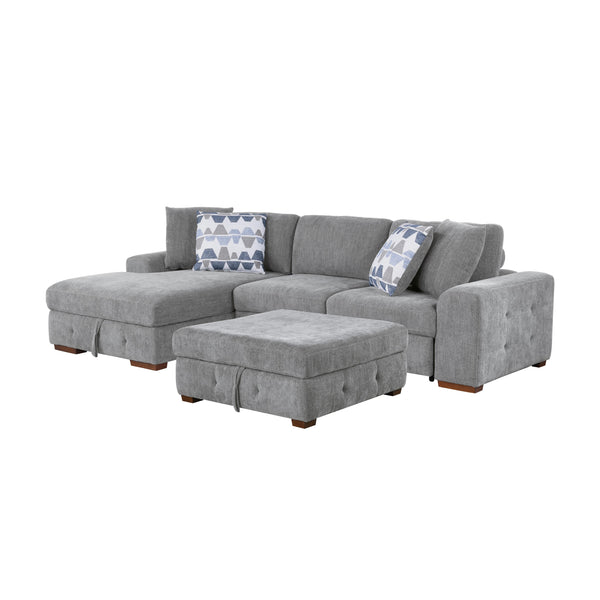 Homelegance Raife 9624GY*3LC2R 3 pc Sectional with Left Chaise and Ottoman IMAGE 1