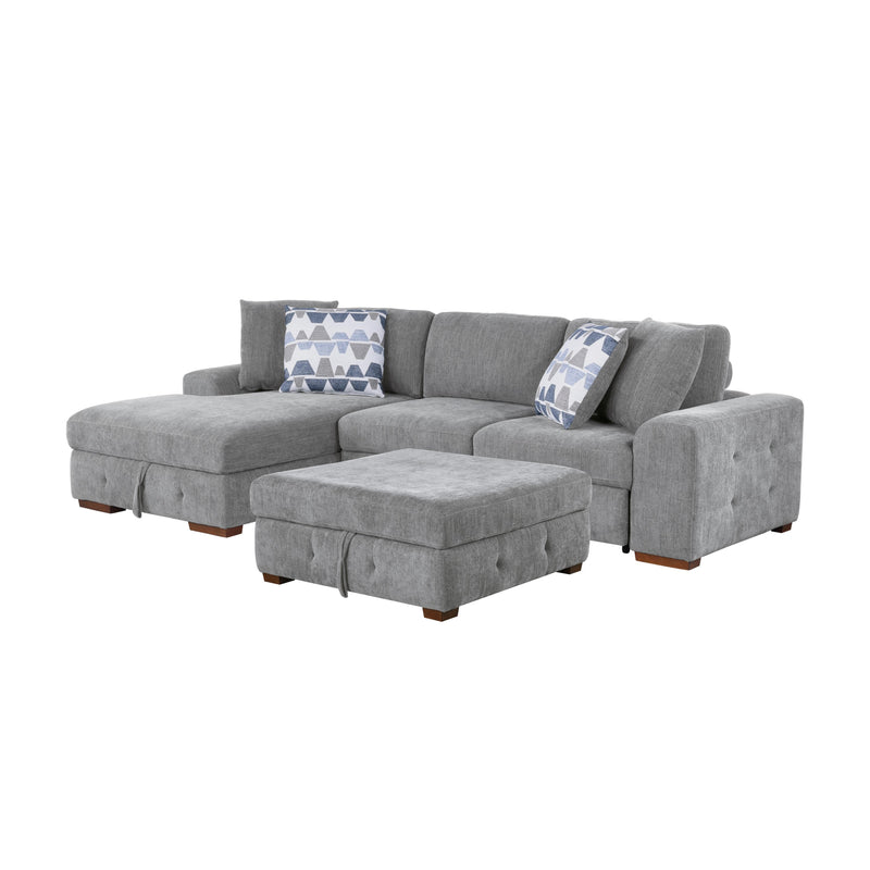 Homelegance Raife 9624GY*3LC2R 3 pc Sectional with Left Chaise and Ottoman IMAGE 1