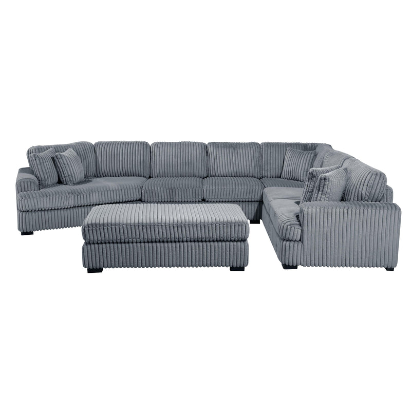 Homelegance 9623GY*5LU2R 5 pc Sectional with Left Cuddler and Ottoman IMAGE 2