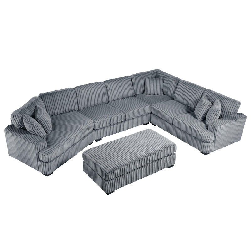 Homelegance 9623GY*5LU2R 5 pc Sectional with Left Cuddler and Ottoman IMAGE 3