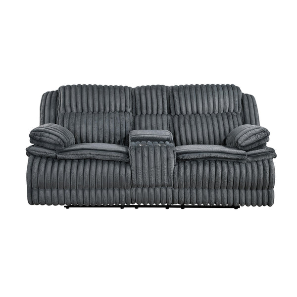 Homelegance Goodland 9577DG-2 Double Reclining Love Seat with Center Console IMAGE 1