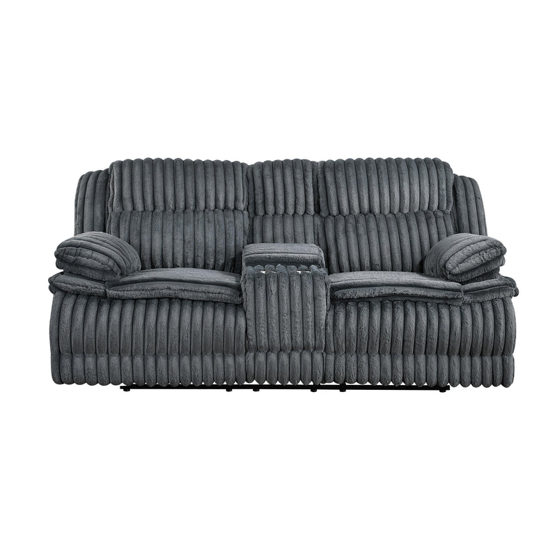 Homelegance Goodland 9577DG-2 Double Reclining Love Seat with Center Console IMAGE 1