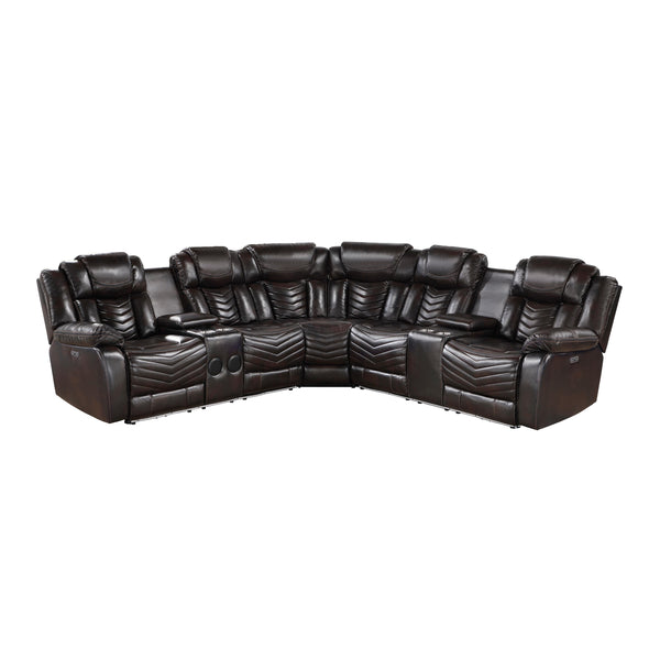 Homelegance Ramone 9508DB*SCPW 3 pc Power Reclining Sectional with Speakers, Subwoofer and LED Lighting IMAGE 1