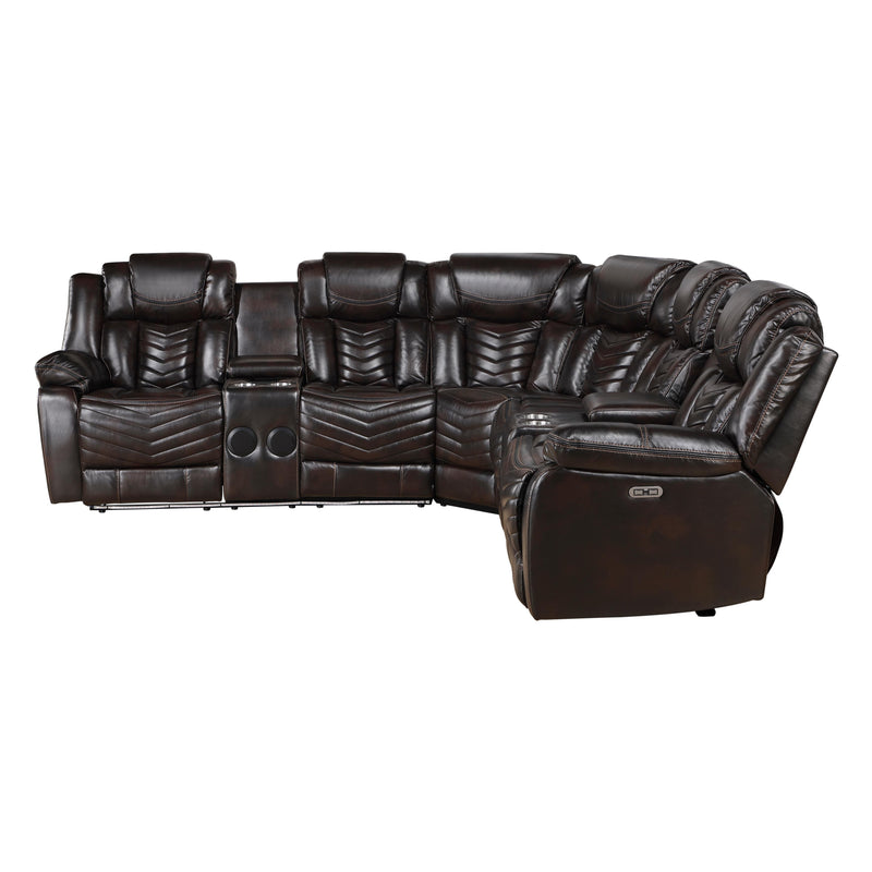 Homelegance Ramone 9508DB*SCPW 3 pc Power Reclining Sectional with Speakers, Subwoofer and LED Lighting IMAGE 5