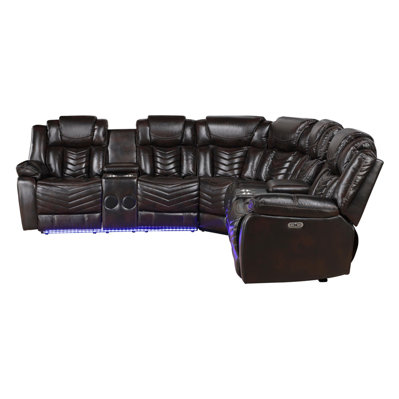 Homelegance Ramone 9508DB*SCPW 3 pc Power Reclining Sectional with Speakers, Subwoofer and LED Lighting IMAGE 6