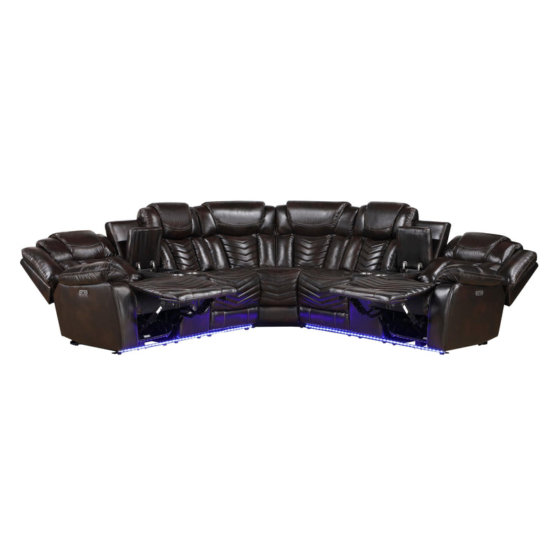 Homelegance Ramone 9508DB*SCPW 3 pc Power Reclining Sectional with Speakers, Subwoofer and LED Lighting IMAGE 9
