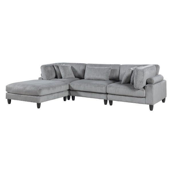 Homelegance 9688GY*42CRACOT 4 pc Modular Sectional with Otttoman IMAGE 1