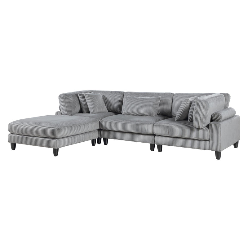 Homelegance 9688GY*42CRACOT 4 pc Modular Sectional with Otttoman IMAGE 1