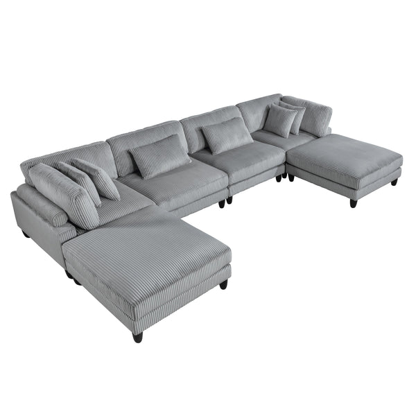 Homelegance 9688GY*62CR2AC2OT 6 pc Modular Sectional with Ottomans IMAGE 1