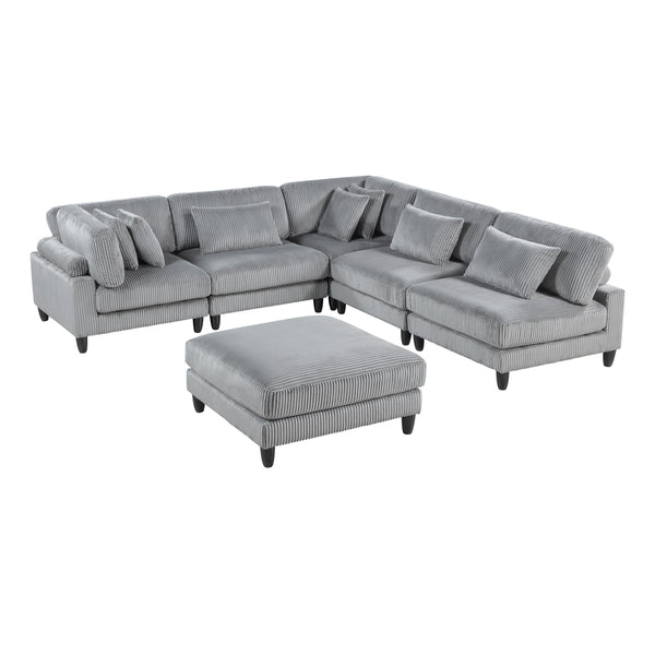 Homelegance 9688GY*62CR3ACOT 6 pc Modular Sectional with Ottoman IMAGE 1