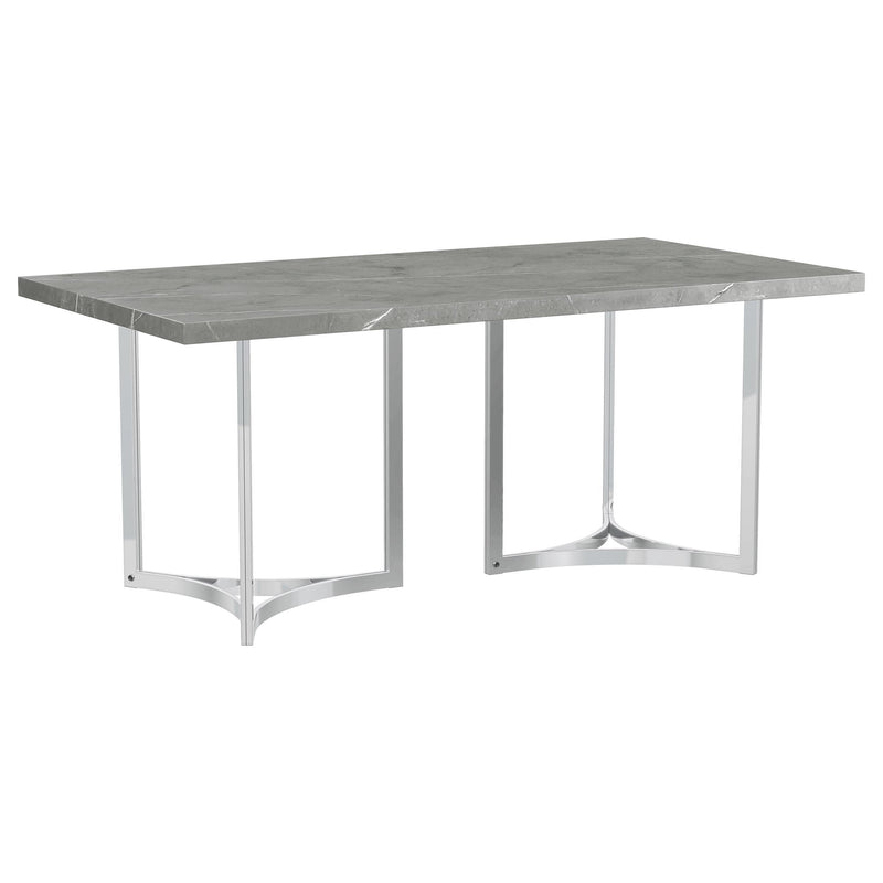 Coaster Furniture Sterling Dining Table with Faux Marble Top and Pedestal Base 108121 IMAGE 5