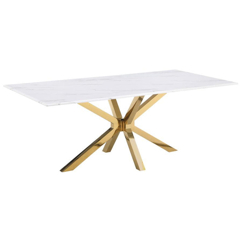  Coaster Furniture Venera 150541 Rectangular 79-inch Faux Marble Dining Table - White IMAGE 1