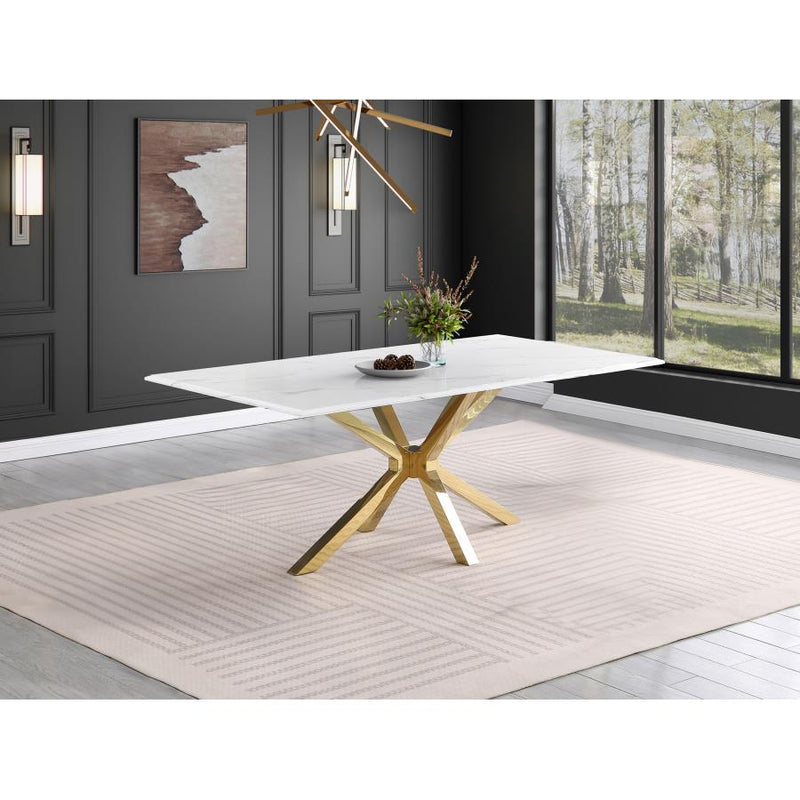  Coaster Furniture Venera 150541 Rectangular 79-inch Faux Marble Dining Table - White IMAGE 2