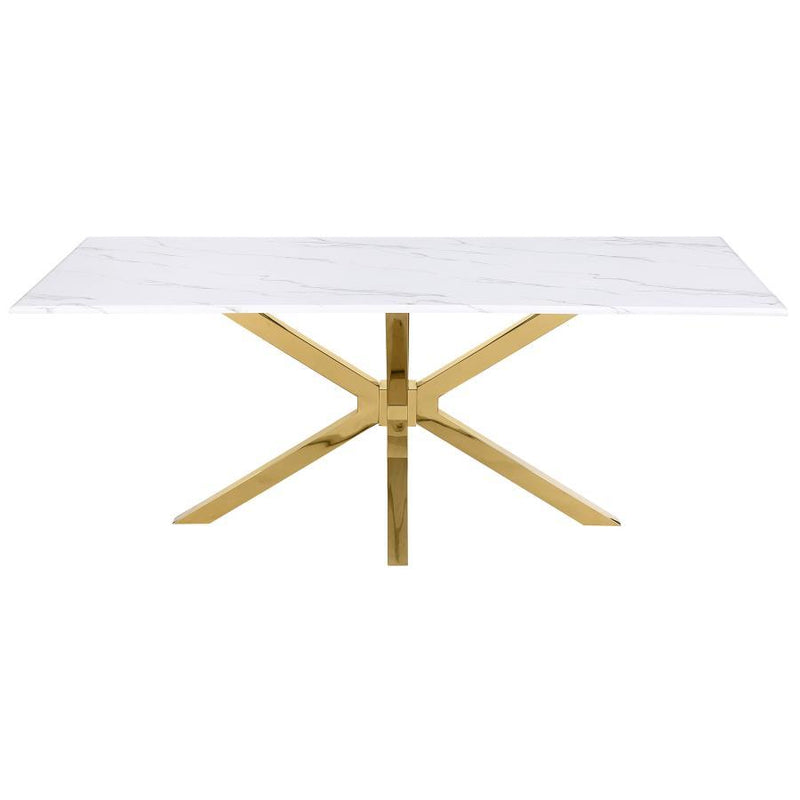  Coaster Furniture Venera 150541 Rectangular 79-inch Faux Marble Dining Table - White IMAGE 3