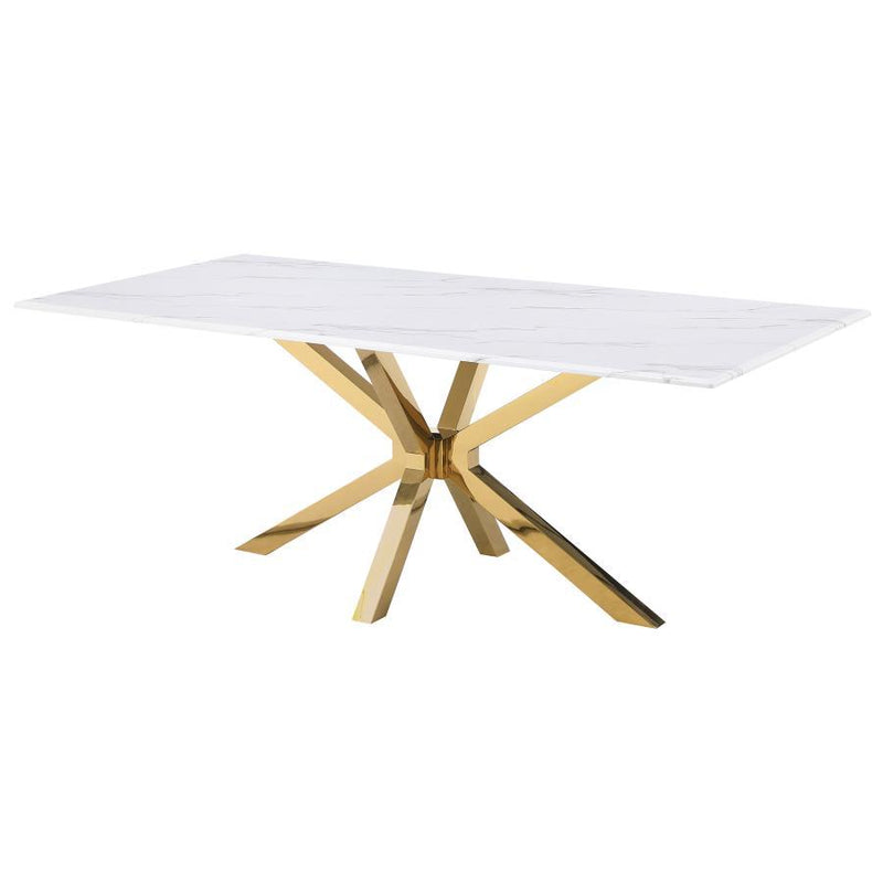  Coaster Furniture Venera 150541 Rectangular 79-inch Faux Marble Dining Table - White IMAGE 4