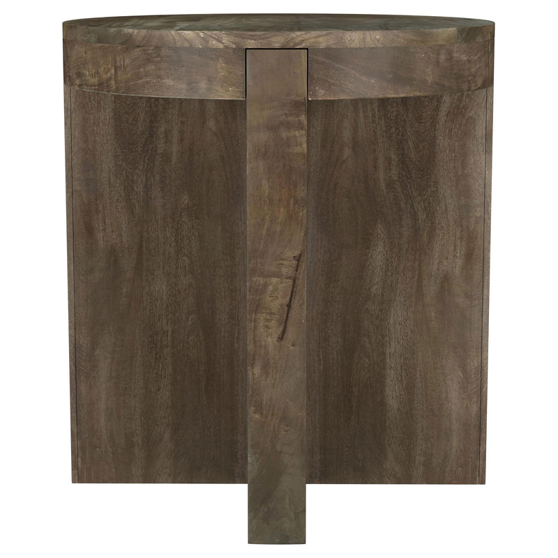  Coaster Furniture Kinkaid 710137 Round Solid Mango Wood End Table - Brown IMAGE 1