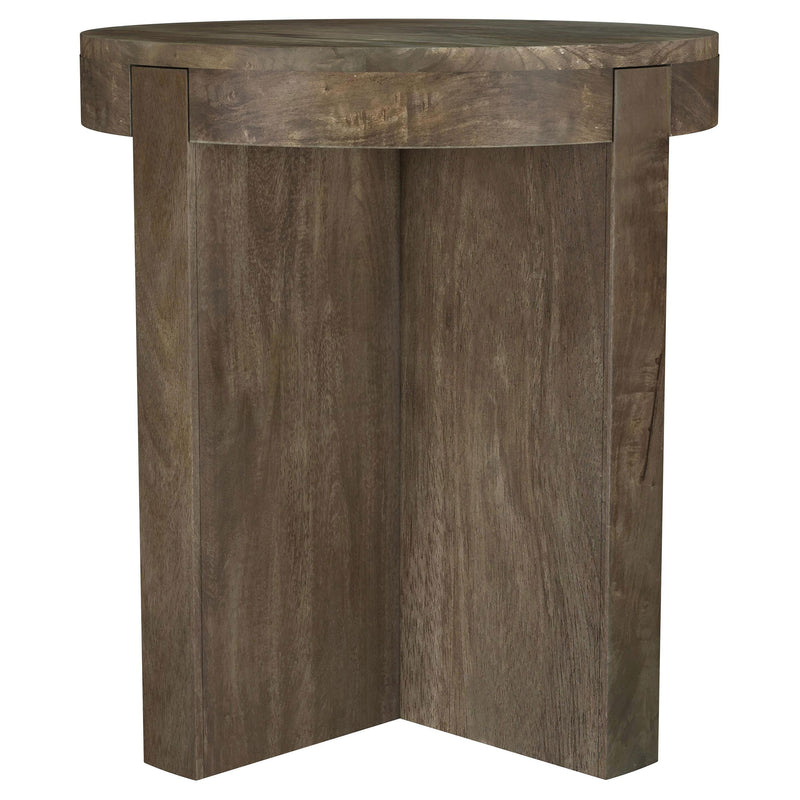  Coaster Furniture Kinkaid 710137 Round Solid Mango Wood End Table - Brown IMAGE 4