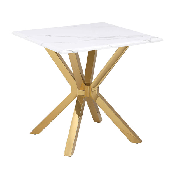  Coaster Furniture Visalia 710217 Faux Marble Top Stainless Steel End Table - Gold IMAGE 1
