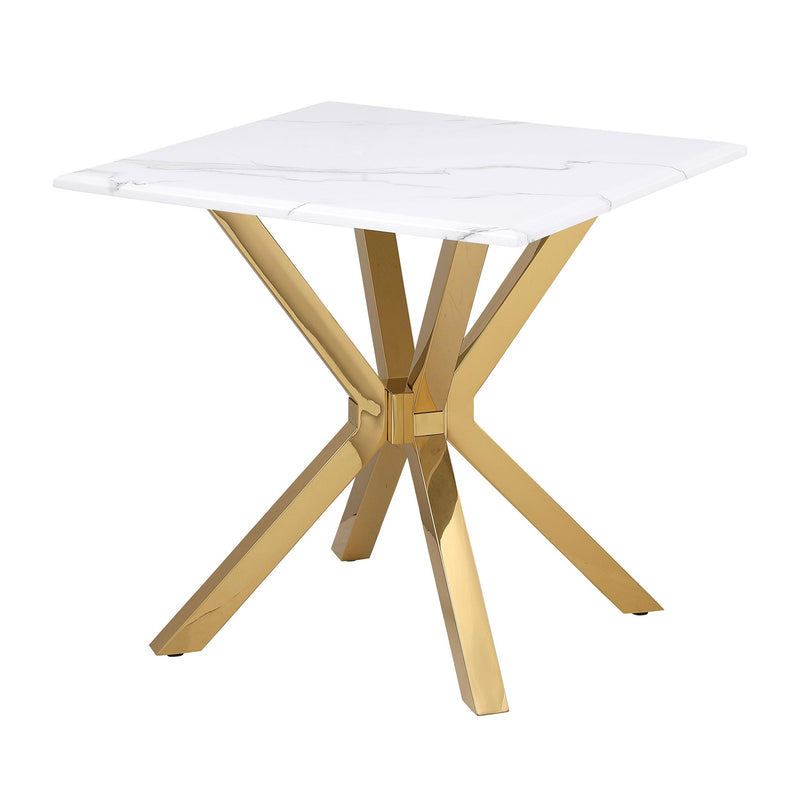 Coaster Furniture Visalia 710217 Faux Marble Top Stainless Steel End Table - Gold IMAGE 4