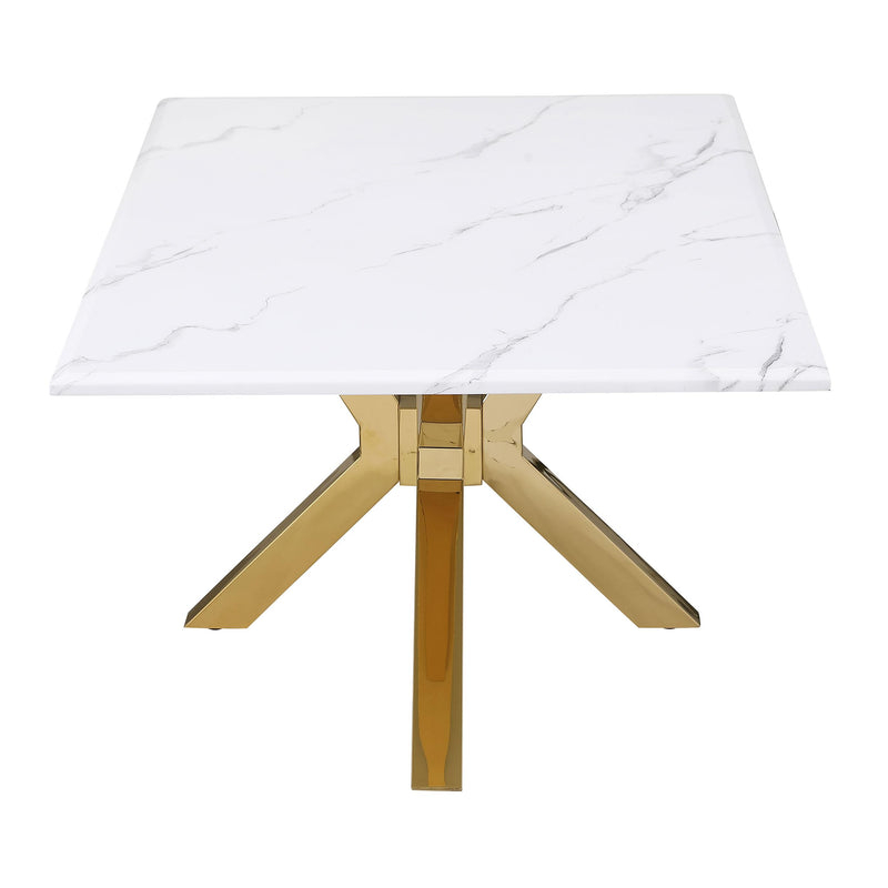  Coaster Furniture Visalia 710218 Faux Marble Top Stainless Steel Coffee Table - Gold IMAGE 5