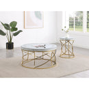 Coaster Furniture Elise 710367 Round Mirror Top Stainless Steel End Table - Gold IMAGE 3