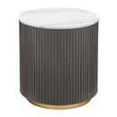  Coaster Furniture Jason 710417 Round Marble Top Side End Table - White and Charcoal IMAGE 1