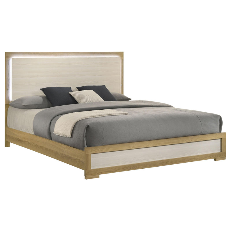  Coaster Furniture Hyland 215651KE Eastern King Panel Bed LED Headboard - Natural IMAGE 3