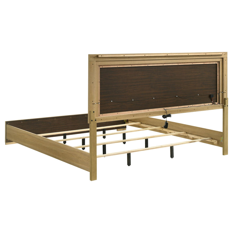  Coaster Furniture Hyland 215651KE Eastern King Panel Bed LED Headboard - Natural IMAGE 5