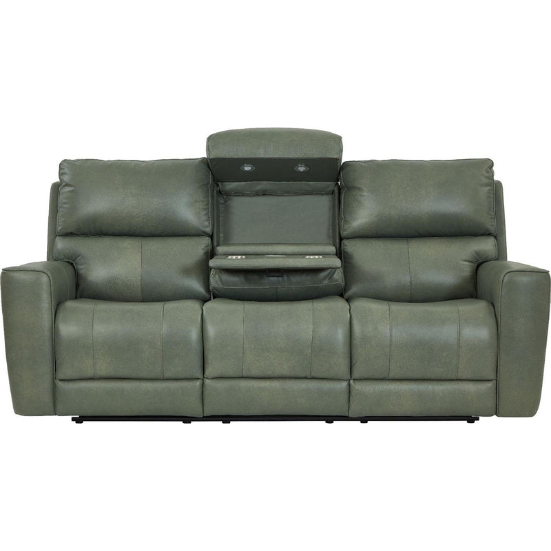 Leather Italia USA Laredo 4111-EHZ1564F-031607LV Power Reclining Sofa - Sage Moss IMAGE 3