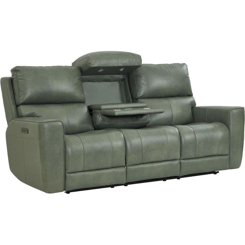  Leather Italia USA Laredo 4111-EHZ1564F-031607LV Power Reclining Sofa - Sage Moss IMAGE 4