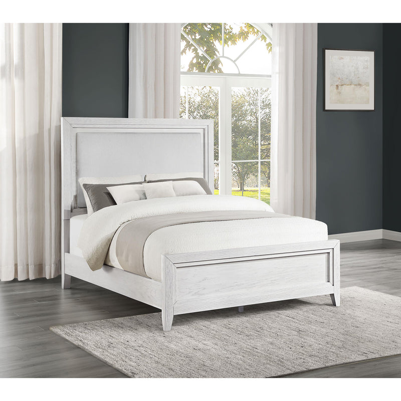  Coaster Furniture Marielle 224841KW California King Panel Upholstered Bed - Distressed White IMAGE 4