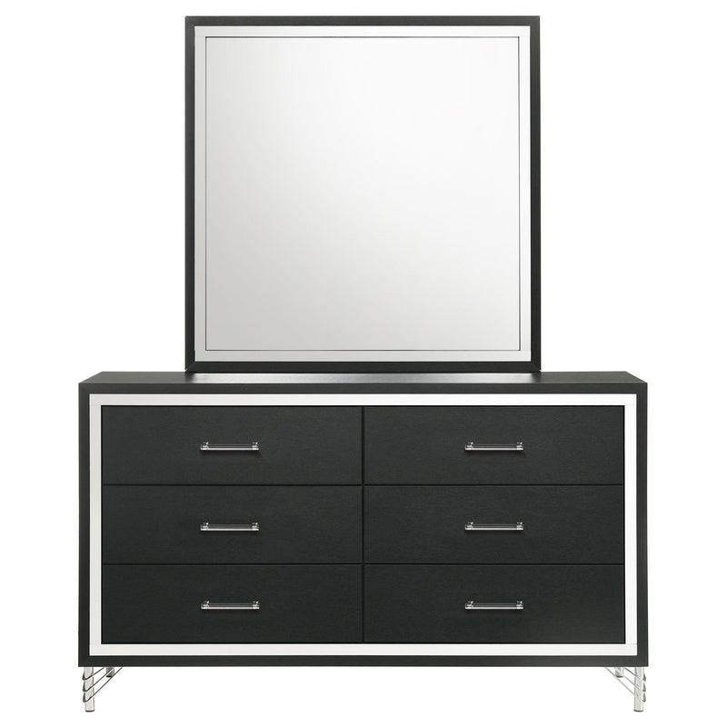 Coaster Furniture Lucia 224993M 6-Drawer Dresser and Mirror - Black IMAGE 2