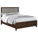  Coaster Furniture Welsley 223441KE 50-inch Upholstered Eastern King Bed - Walnut IMAGE 2