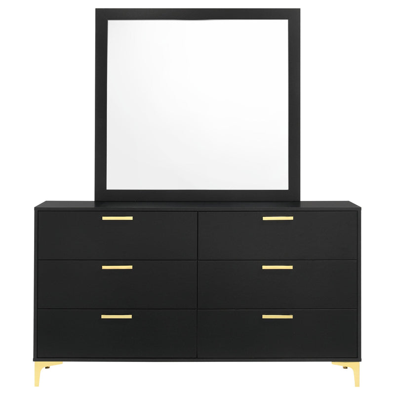 Coaster Furniture Kendall 224453M 6-Drawer Dresser with Mirror - Black IMAGE 2