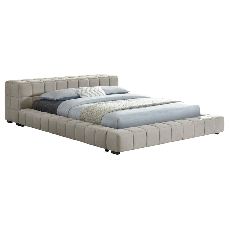  Coaster Furniture Trinity 306121KW Upholstered Cal King Platform Bed - Light Taupe IMAGE 2