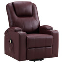 Coaster Furniture Armstrong 609479P Upholstered Power Lift Massage Recliner - Wine IMAGE 1