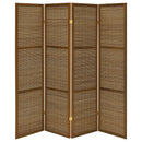 Coaster Furniture Browning 961638 4-panel Bamboo Room Divider Folding Screen - Walnut IMAGE 3