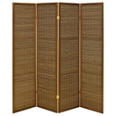 Coaster Furniture Browning 961638 4-panel Bamboo Room Divider Folding Screen - Walnut IMAGE 4