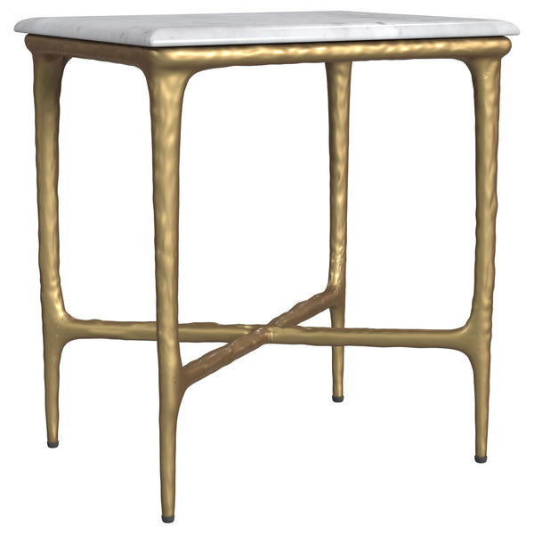  Coaster Furniture Baldwin 930091 Rectangular Marble Top Side Table - White and Gold IMAGE 1