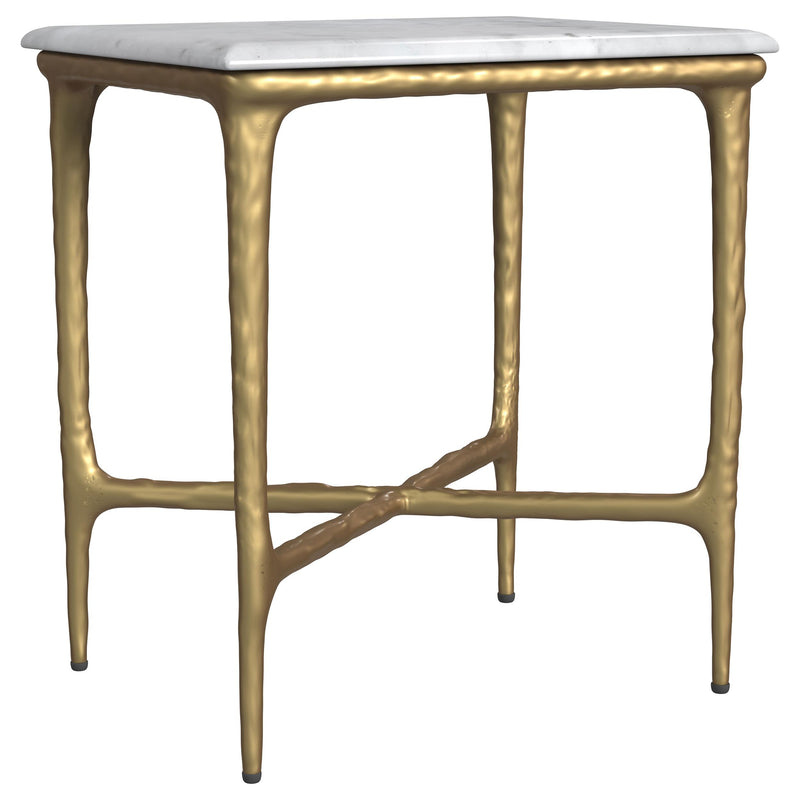  Coaster Furniture Baldwin 930091 Rectangular Marble Top Side Table - White and Gold IMAGE 1